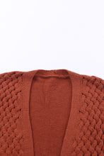 Load image into Gallery viewer, Brown Open Front Woven Texture Knitted Cardigan with Pockets
