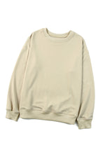 Load image into Gallery viewer, Beige Plain Crew Neck Pullover Sweatshirt
