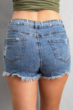 Load image into Gallery viewer, Sky Blue Gypsy Mid-rise Distressed Denim Shorts
