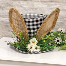 Load image into Gallery viewer, Gingham Bunny Fabric Top Hat w/Floral
