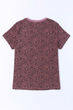 Load image into Gallery viewer, Red Cheetah Print O-neck Short Sleeve T Shirt
