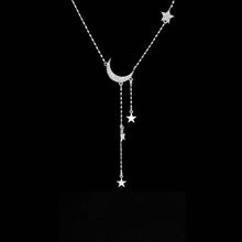 Load image into Gallery viewer, Moon Star Layered Tassel Necklace in 925 Sterling Silver
