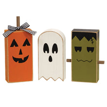 Load image into Gallery viewer, 3/Set, Chunky Wooden Halloween Friend Sitters
