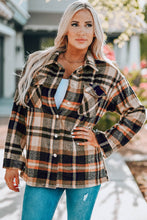 Load image into Gallery viewer, Orange Geometric Plaid Print Pocketed Shacket
