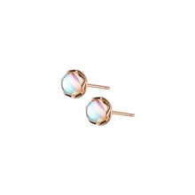 Load image into Gallery viewer, Tiny Round Moonstone Stud Earrings in 925 Sterling Silver
