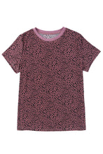 Load image into Gallery viewer, Red Cheetah Print O-neck Short Sleeve T Shirt
