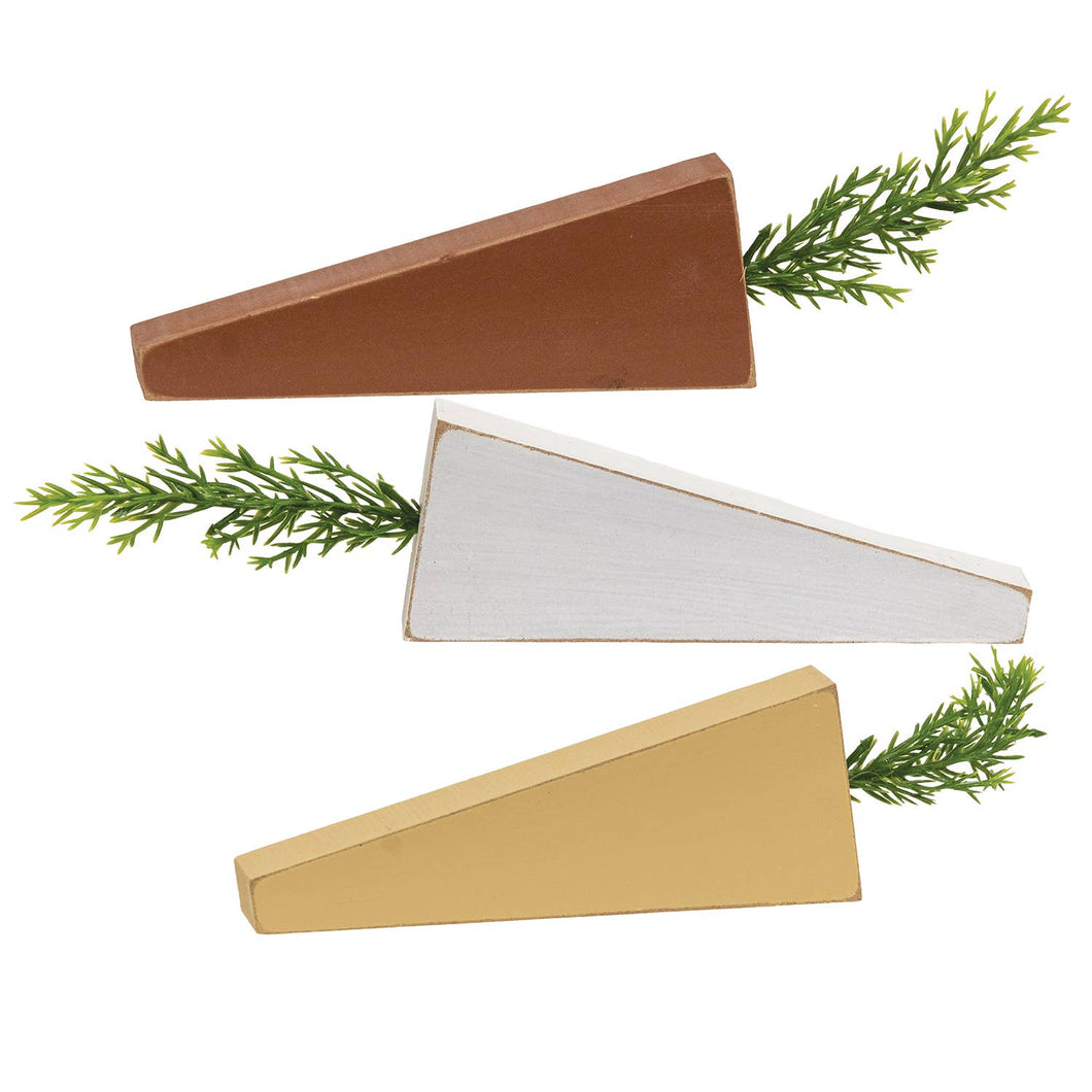 Wooden Deco Carrot, 3 Assorted