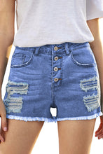 Load image into Gallery viewer, Sky Blue Gypsy Mid-rise Distressed Denim Shorts
