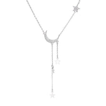 Load image into Gallery viewer, Moon Star Layered Tassel Necklace in 925 Sterling Silver

