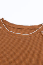 Load image into Gallery viewer, Brown Textured Round Neck Long Sleeve Top
