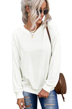 Load image into Gallery viewer, Beige Plain Crew Neck Pullover Sweatshirt
