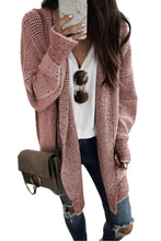 Load image into Gallery viewer, Pink Plaid Knitted Long Open Front Cardigan
