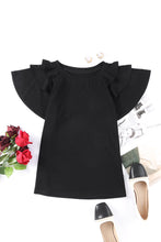 Load image into Gallery viewer, Black Plain Tiered Ruffled Short Sleeve T Shirt
