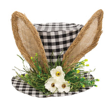 Load image into Gallery viewer, Gingham Bunny Fabric Top Hat w/Floral
