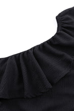 Load image into Gallery viewer, Black Ruffle One Shoulder Crinkle Tank
