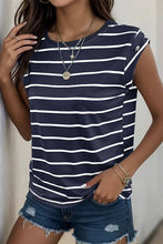 Load image into Gallery viewer, WOMEN SLEEVELESS STRIPED T SHIRT_CWTSTSL0024: COFFEE / (XL) 1
