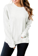 Load image into Gallery viewer, Beige Plain Crew Neck Pullover Sweatshirt
