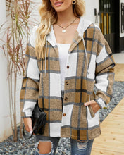 Load image into Gallery viewer, Plaid Pockets Hooded Loose-Fitting Shirt Jacket
