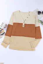 Load image into Gallery viewer, Orange striped block long-sleeved baggy blouse
