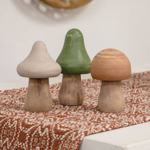 Load image into Gallery viewer, 3/Set, Distressed Wooden Natural Color Mushrooms
