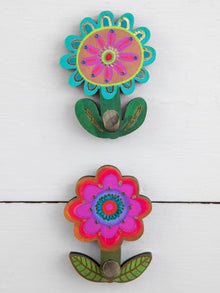 Adhesive Wooden Wall Hooks-Flower