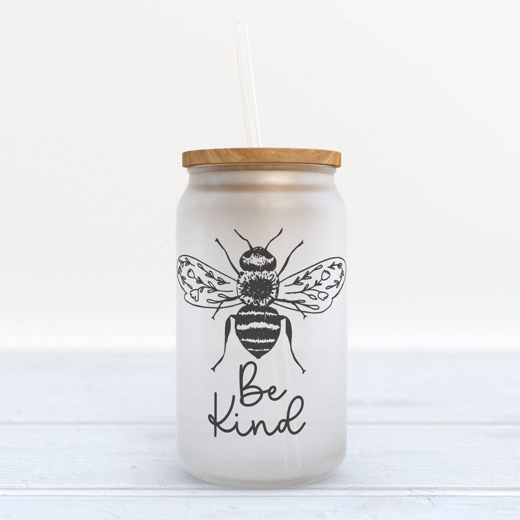 Be Kind Bee Frosted Glass Can Tumbler