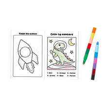Load image into Gallery viewer, Mini Traveler Coloring &amp; Activity Kit - Dinosaurs in Space
