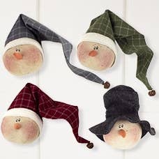 Small Whimsical Snowman Head Ornament