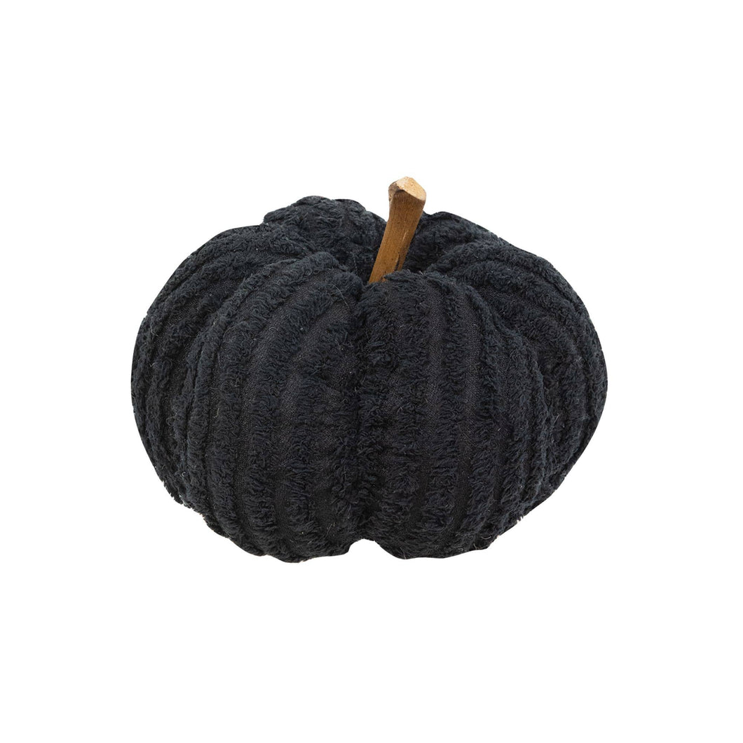Black Chenille Stuffed Pumpkin 5.75