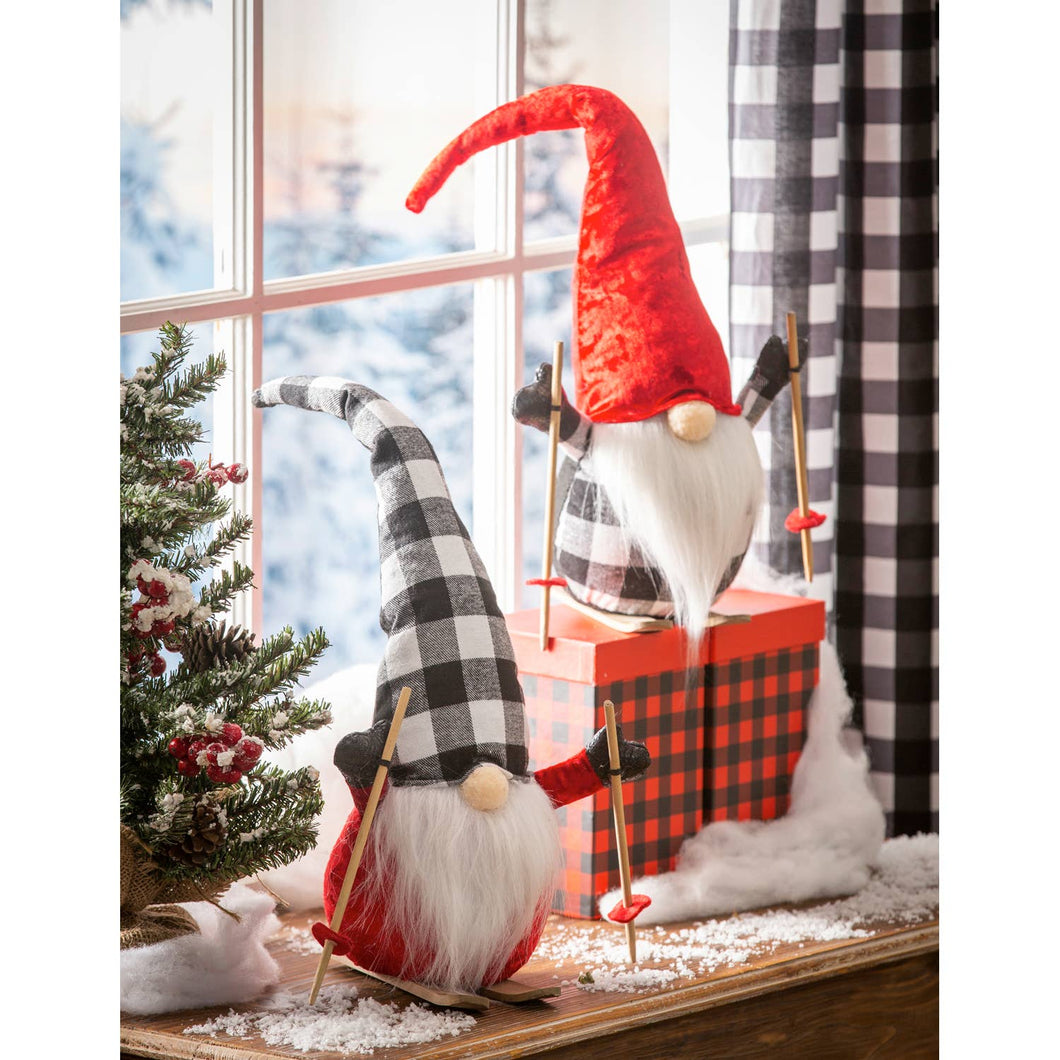 Plush Skiing Gnome Table Décor