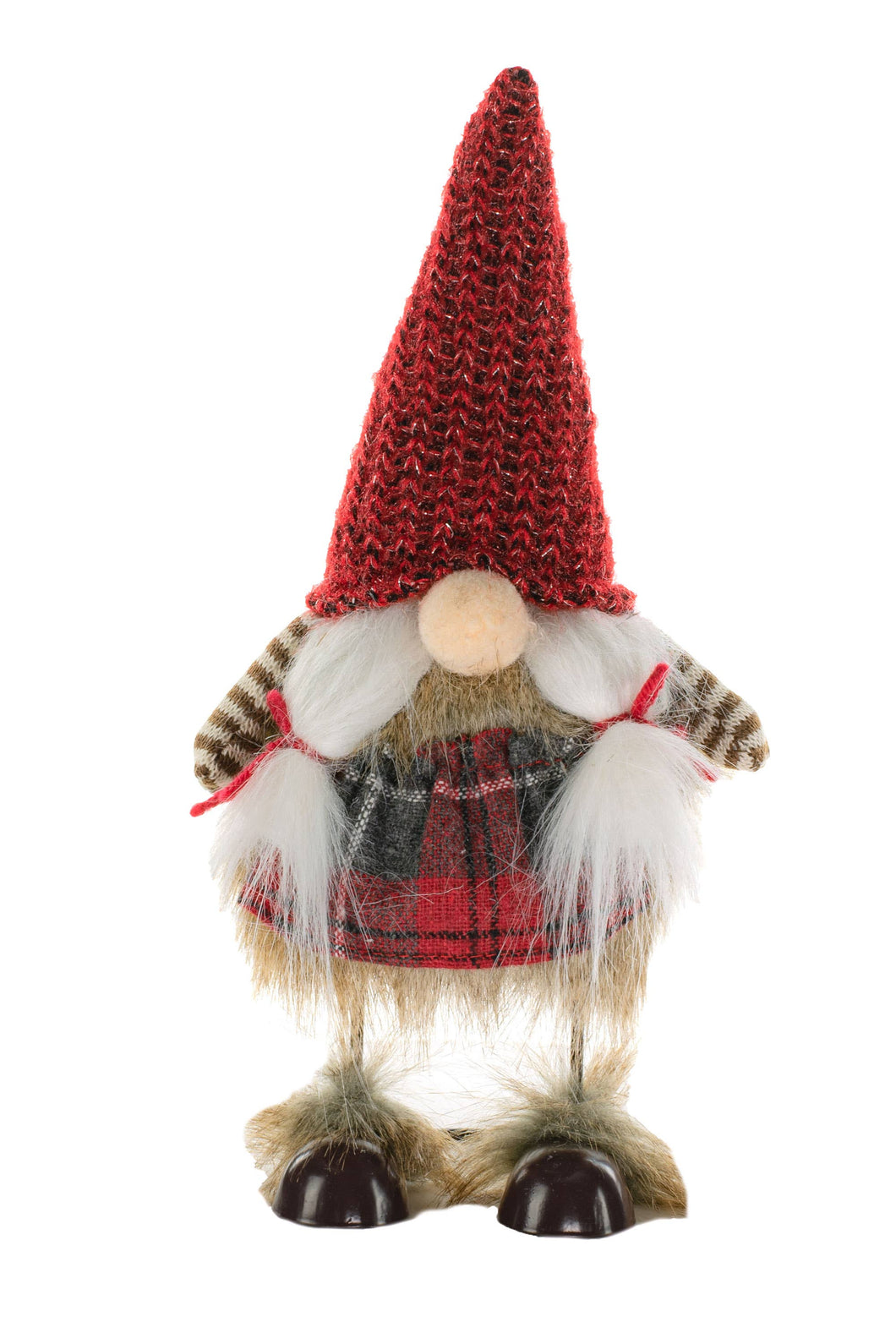Red Plaid Plump Lady Gnome