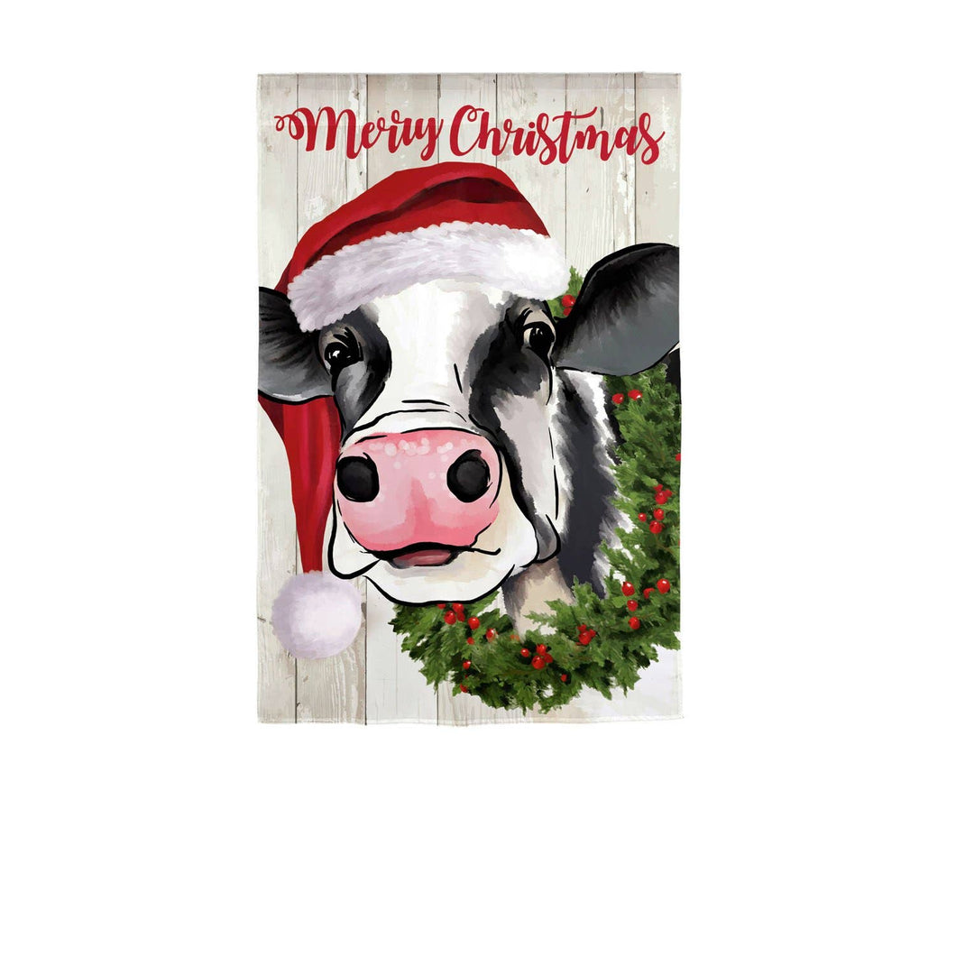 Christmas Cow Garden Linen Flag