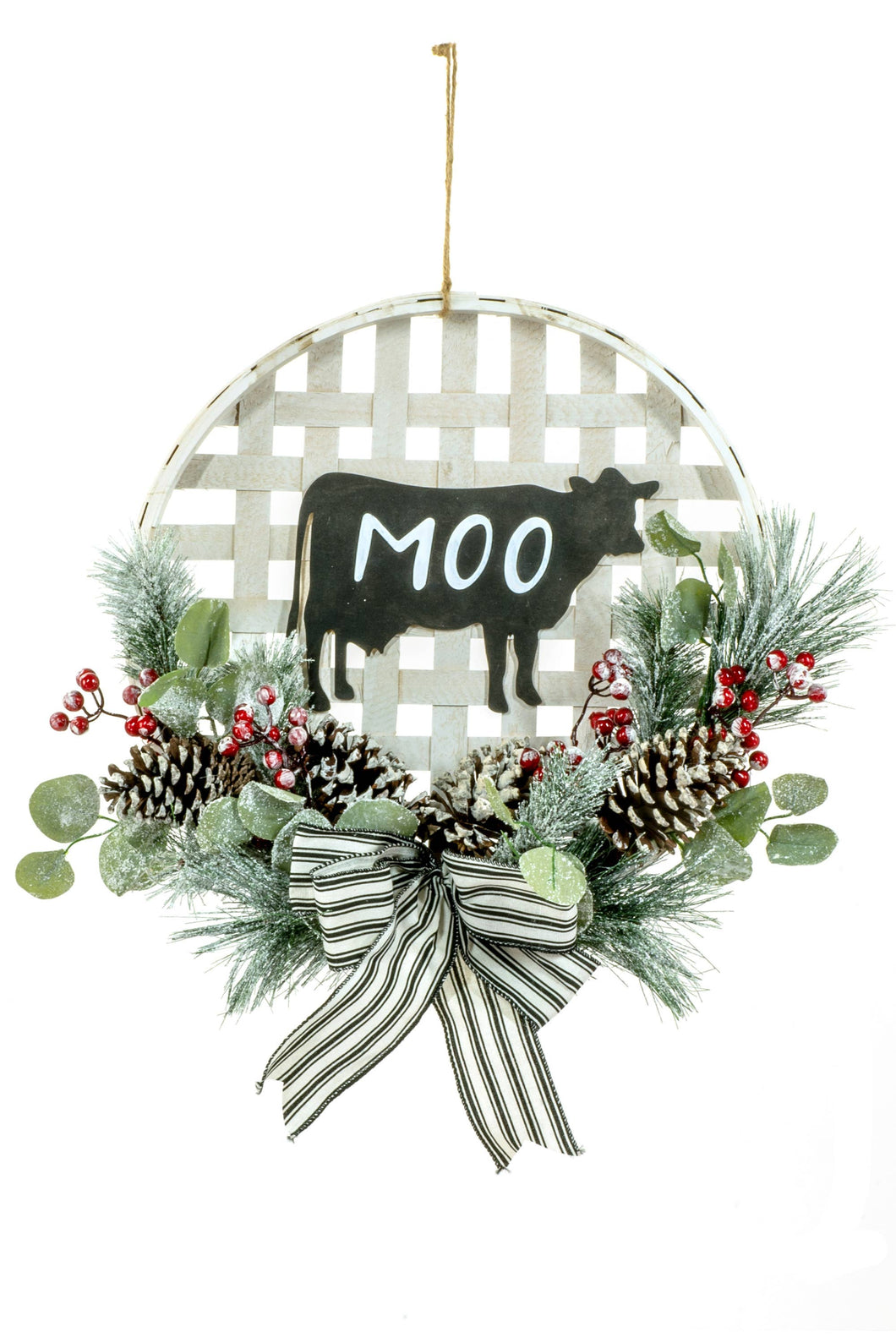White Hangable Cross Woven Accent