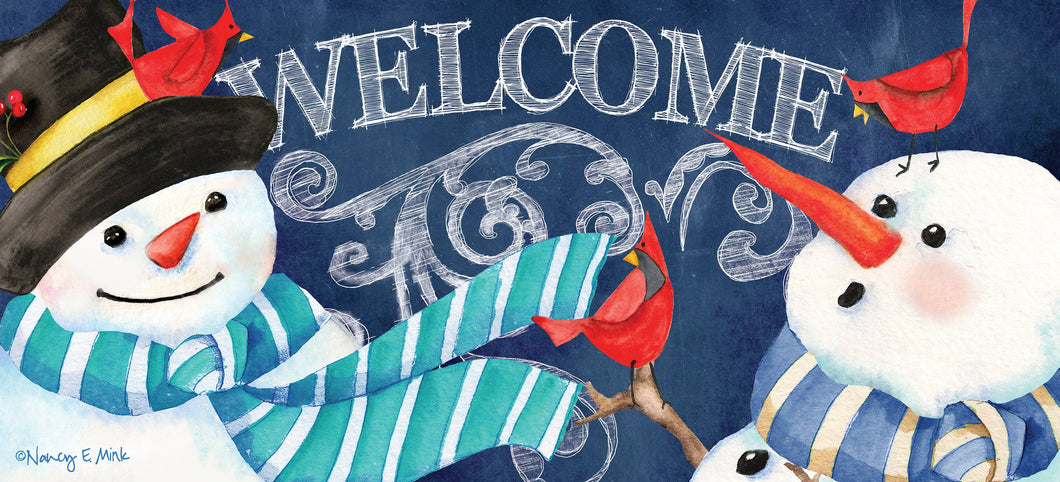 Snowman Welcome Sassafras Switch Mat
