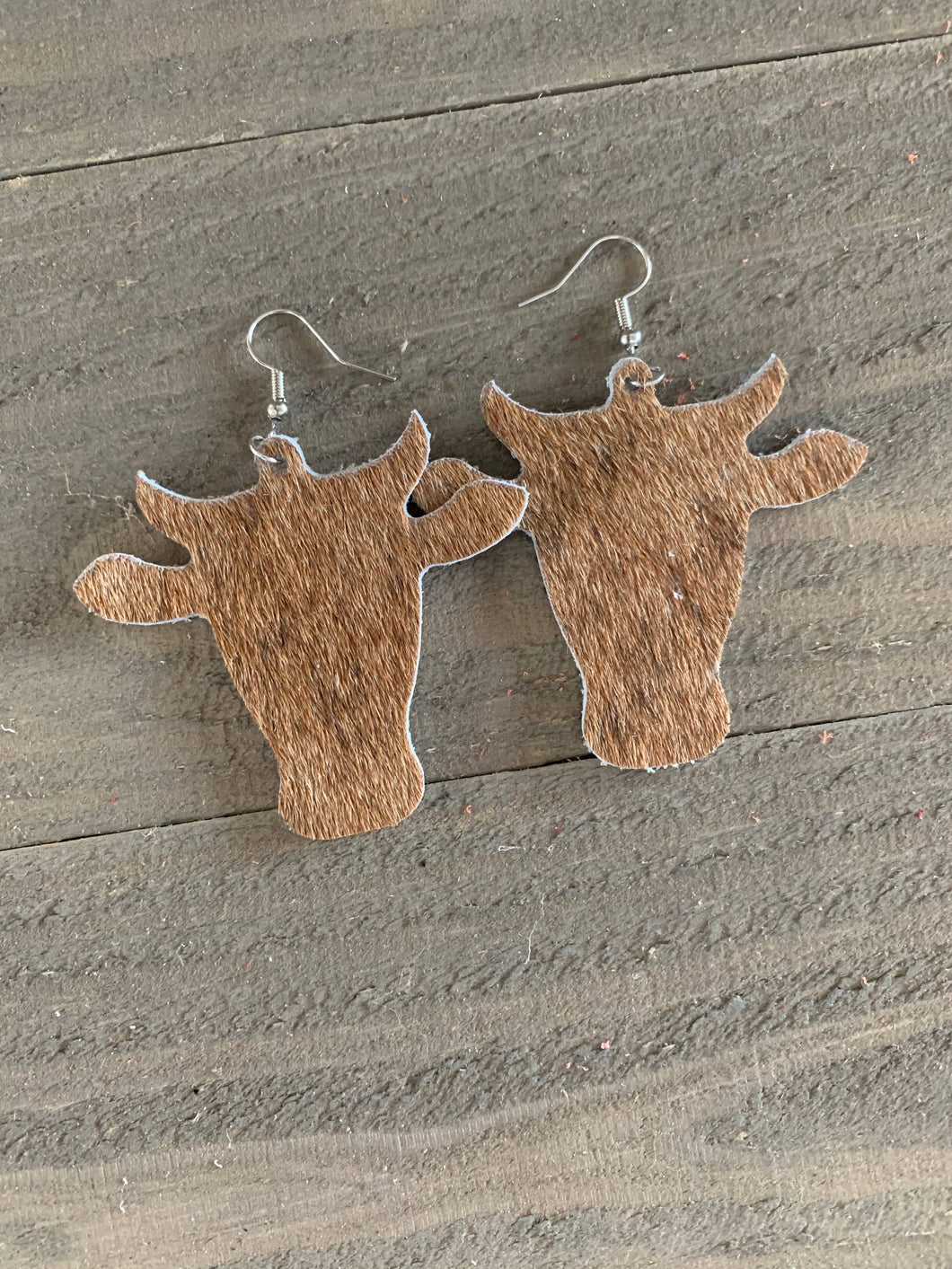 Cow Hide Hair on Leather Earrings