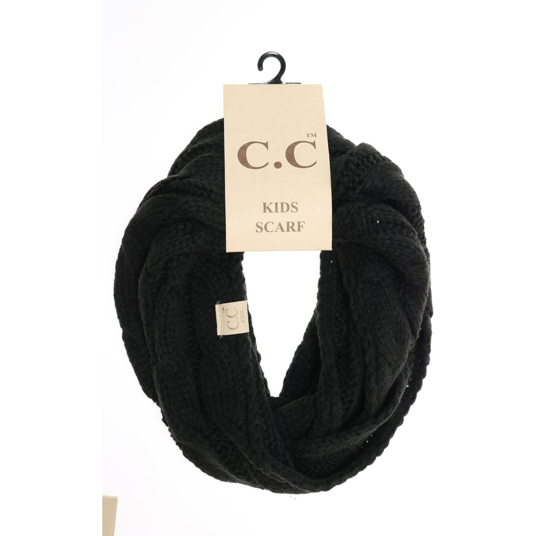 Kids Solid Cable Knit CC Infinity Scarf