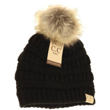 Load image into Gallery viewer, Kids Fur Pom CC Beanie
