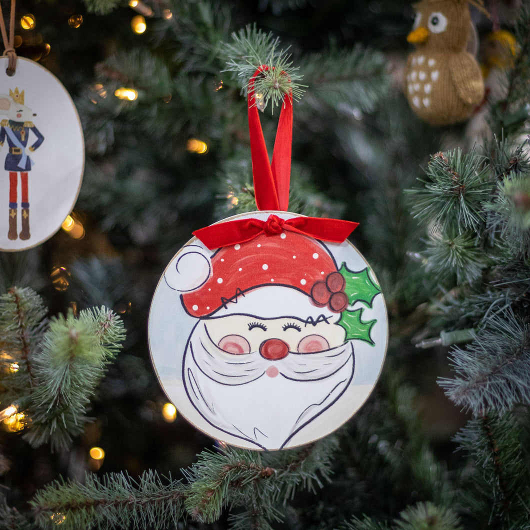 Santa Ornament, Christmas Decor, Wooden Christmas Ornament