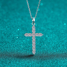 Load image into Gallery viewer, Moissanite Cross Pendant Necklace in 925 Sterling Silver: 0.36 ct
