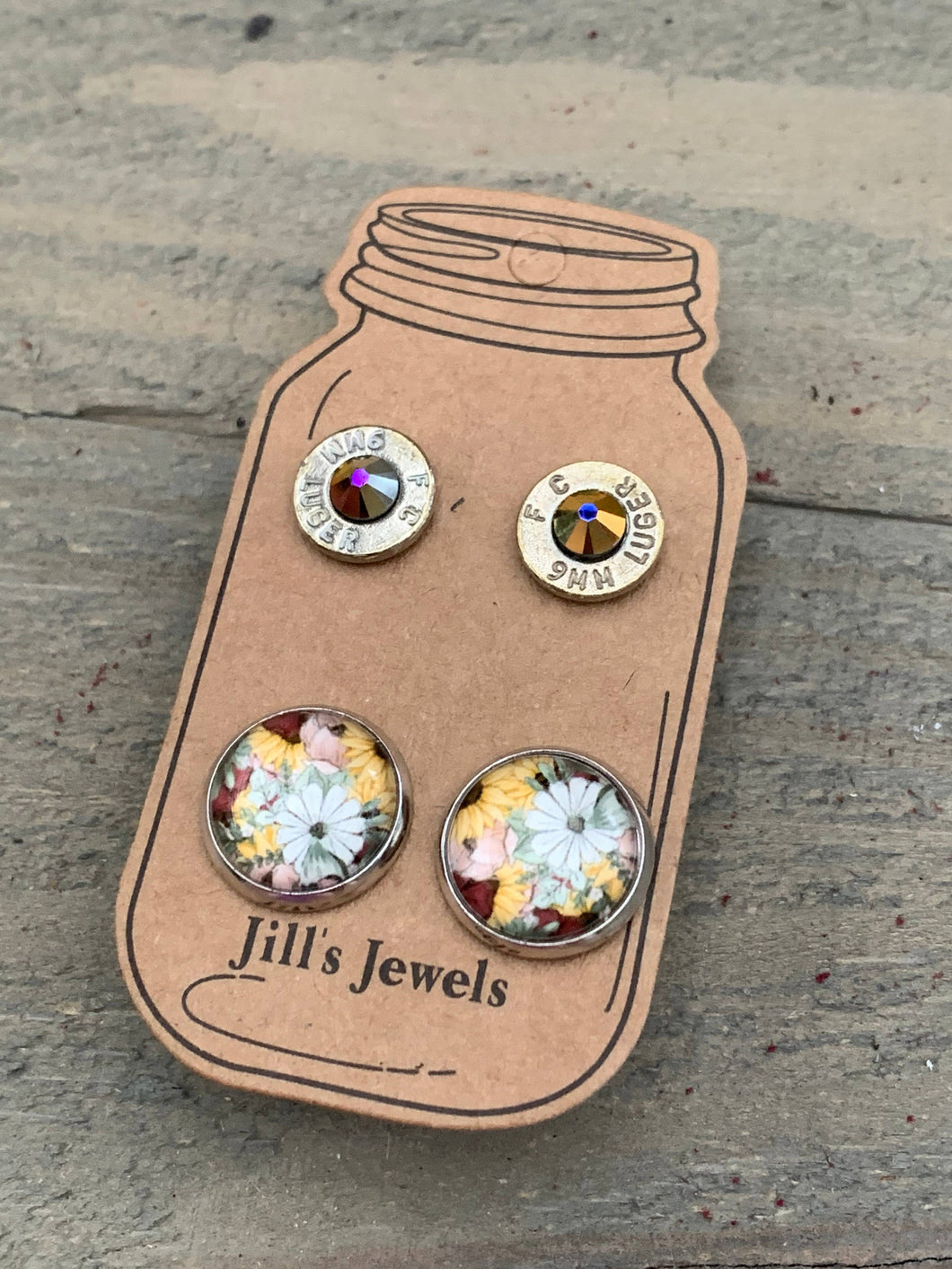 Mustard Daisy Floral 40 Caliber Stud Earring Set