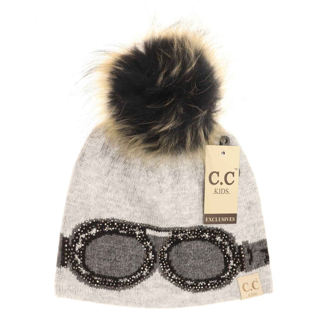 Kids Goggle Rhinestone CC Beanie