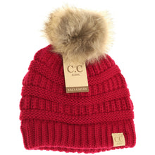 Load image into Gallery viewer, Kids Fur Pom CC Beanie
