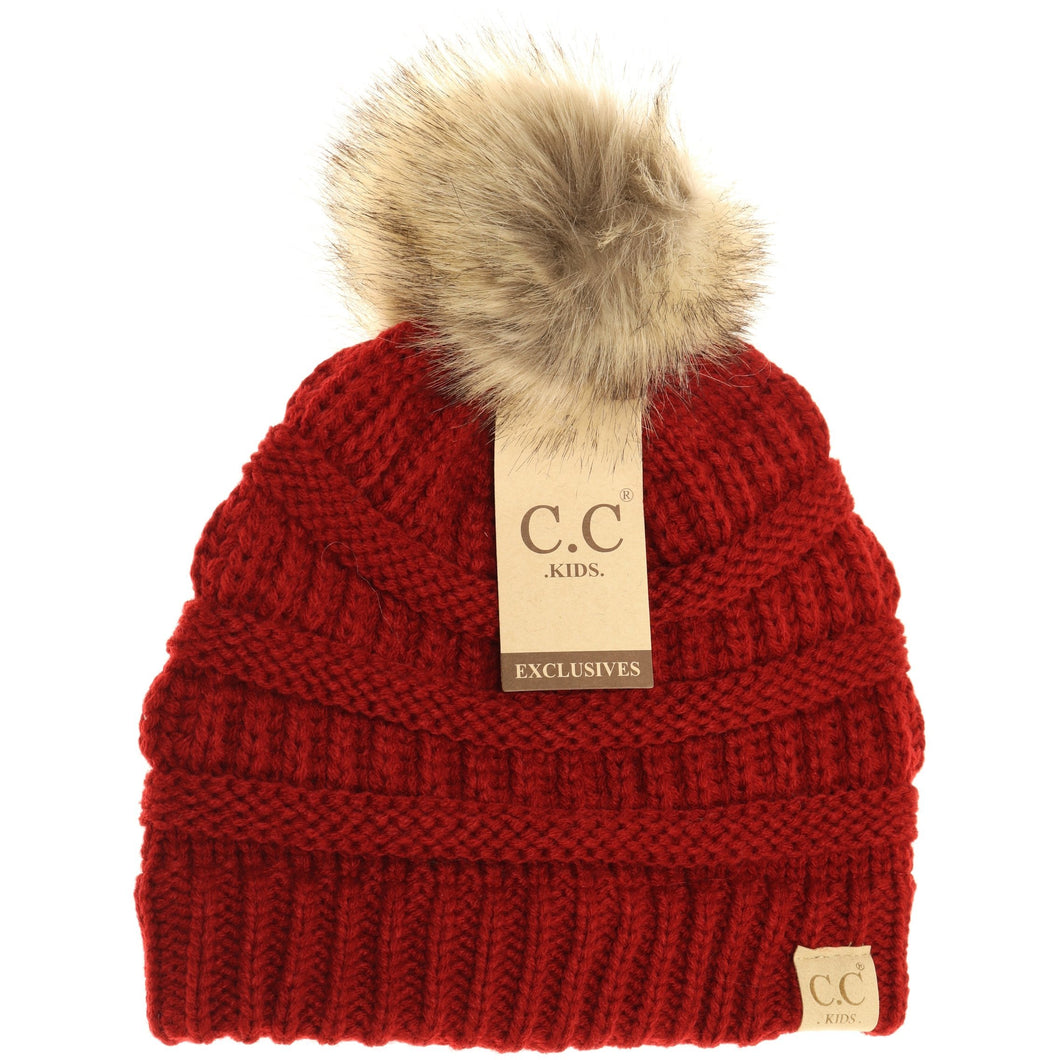 Kids Fur Pom CC Beanie