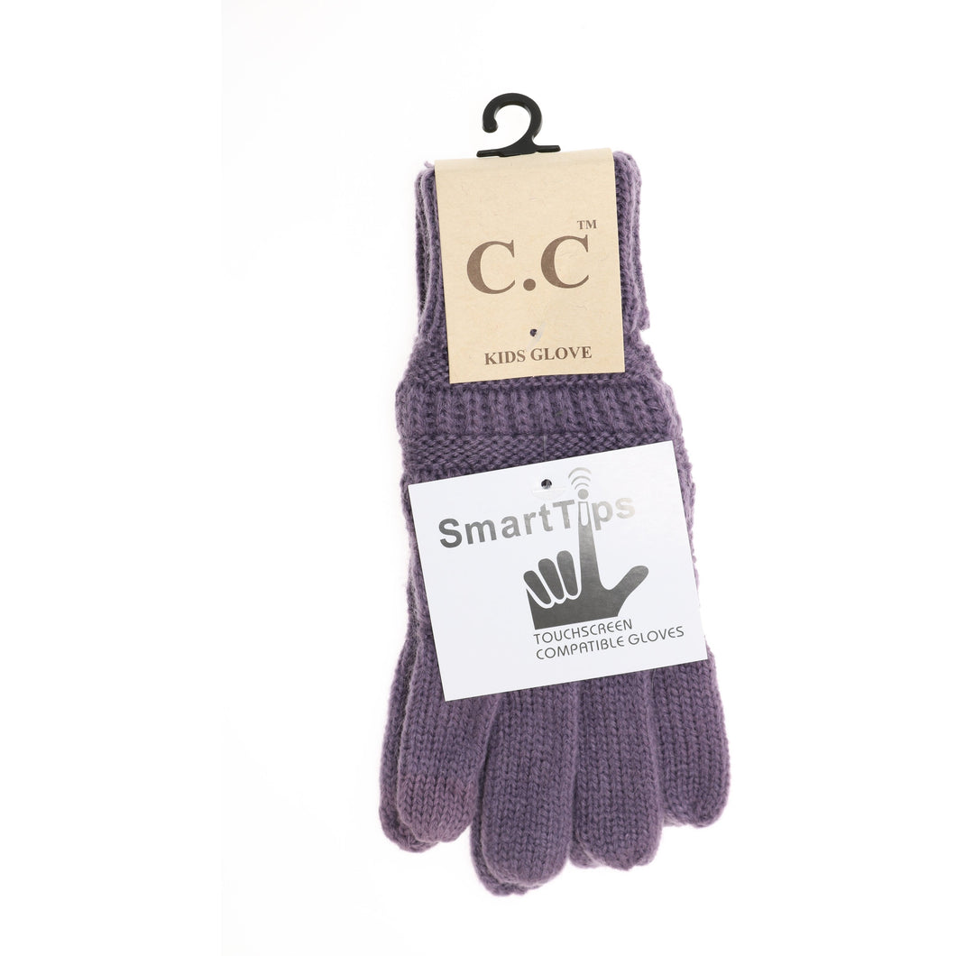 Kids Solid Cable Knit CC Gloves